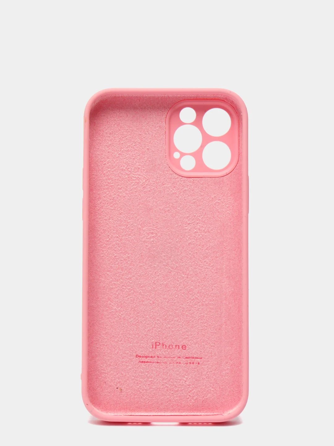 Розовый силиконовый чехол iPhone 12 Pro, Silicone Case, с закрытым низом и защитой камеры