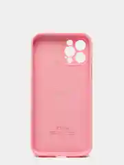Розовый силиконовый чехол iPhone 12 Pro, Silicone Case, с закрытым низом и защитой камеры