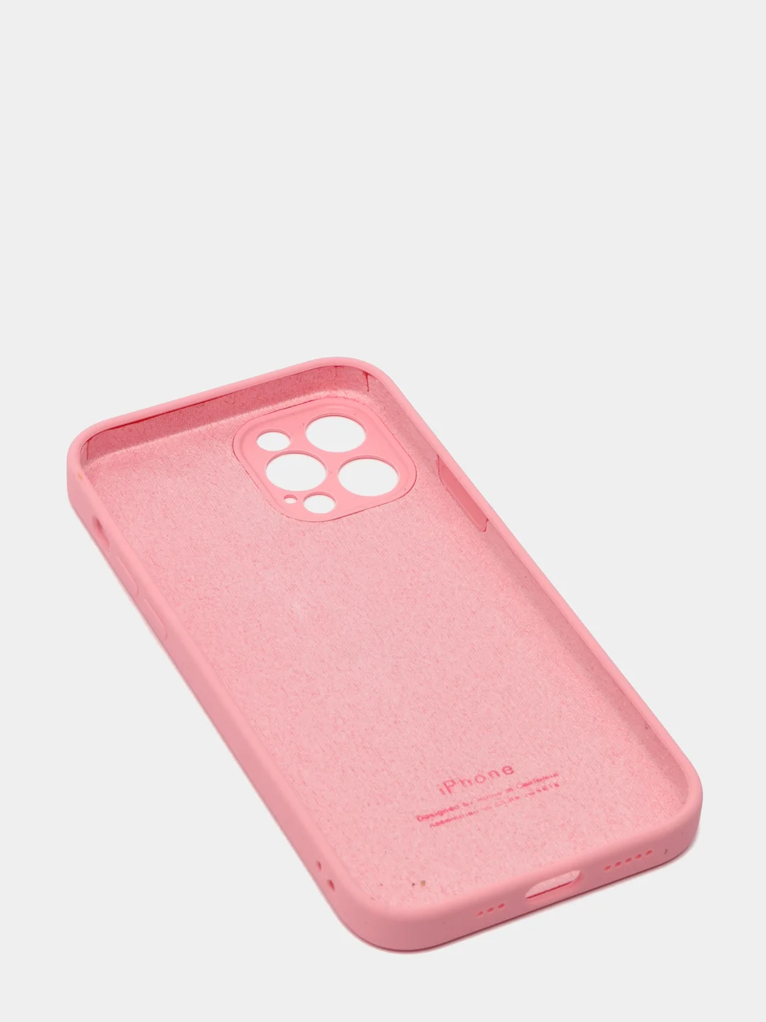 Розовый силиконовый чехол iPhone 12 Pro, Silicone Case, с закрытым низом и защитой камеры