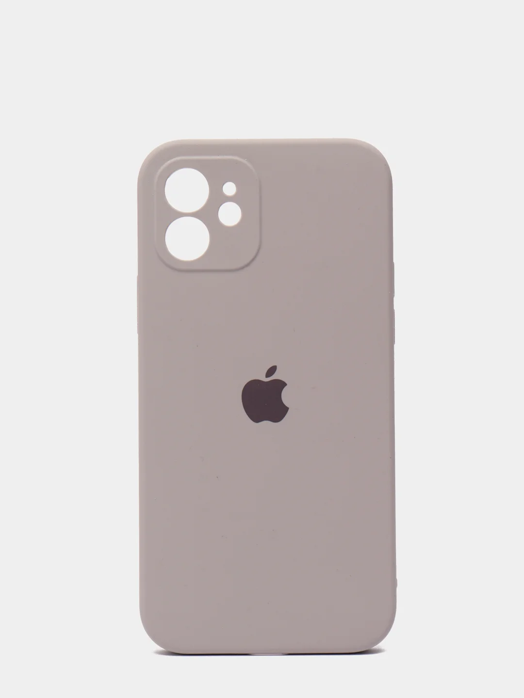 Бежевый силиконовый чехол iPhone 12, Silicone Case, с закрытым низом и защитой камеры