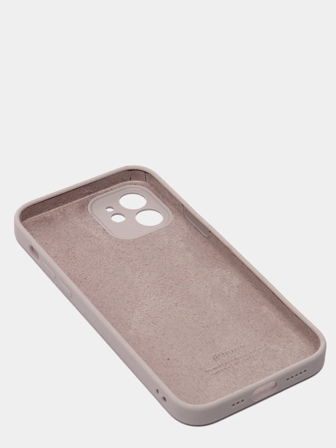 Бежевый силиконовый чехол iPhone 12, Silicone Case, с закрытым низом и защитой камеры