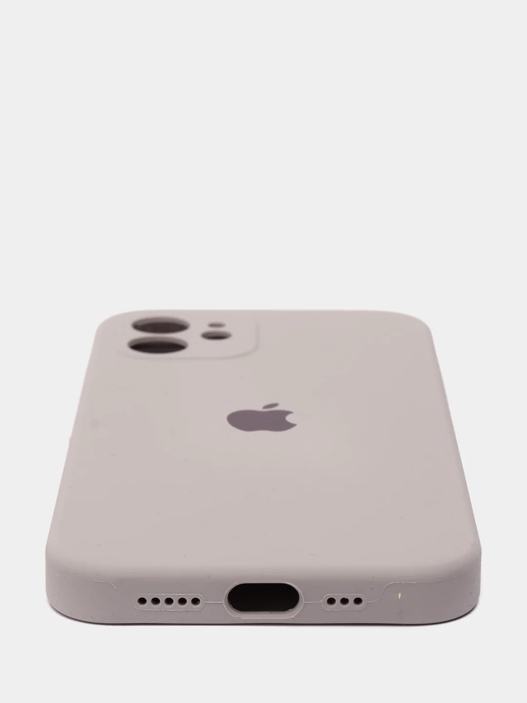 Бежевый силиконовый чехол iPhone 12, Silicone Case, с закрытым низом и защитой камеры