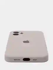 Бежевый силиконовый чехол iPhone 12, Silicone Case, с закрытым низом и защитой камеры