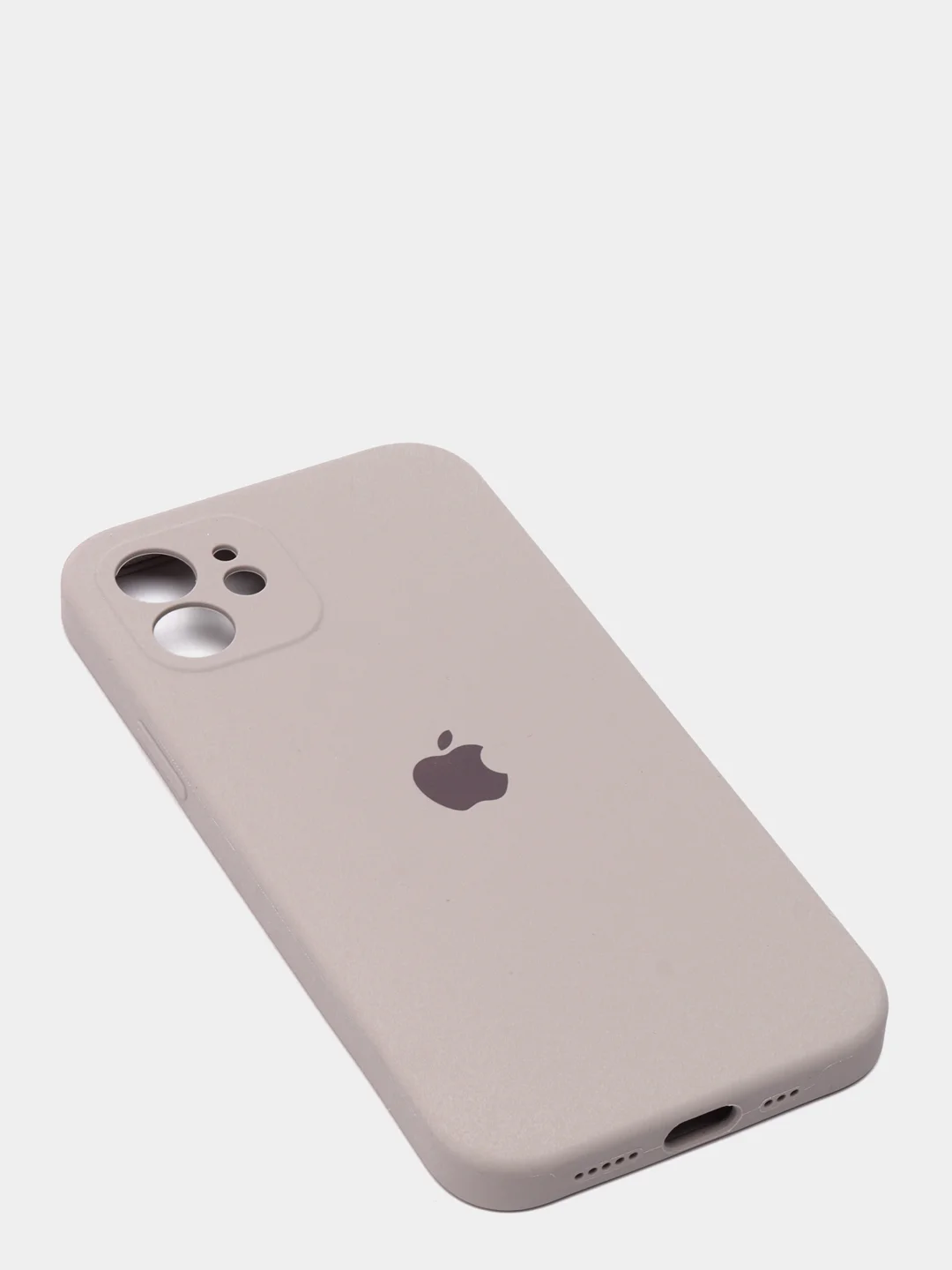 Бежевый силиконовый чехол iPhone 12, Silicone Case, с закрытым низом и защитой камеры
