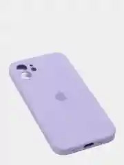 Лавандовый силиконовый чехол iPhone 12, Silicone Case, с закрытым низом и защитой камеры