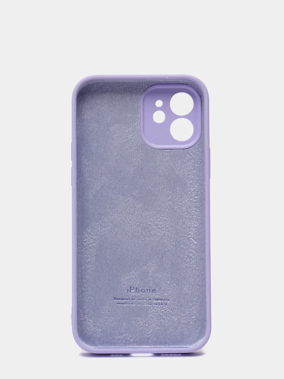 Лавандовый силиконовый чехол iPhone 12, Silicone Case, с закрытым низом и защитой камеры