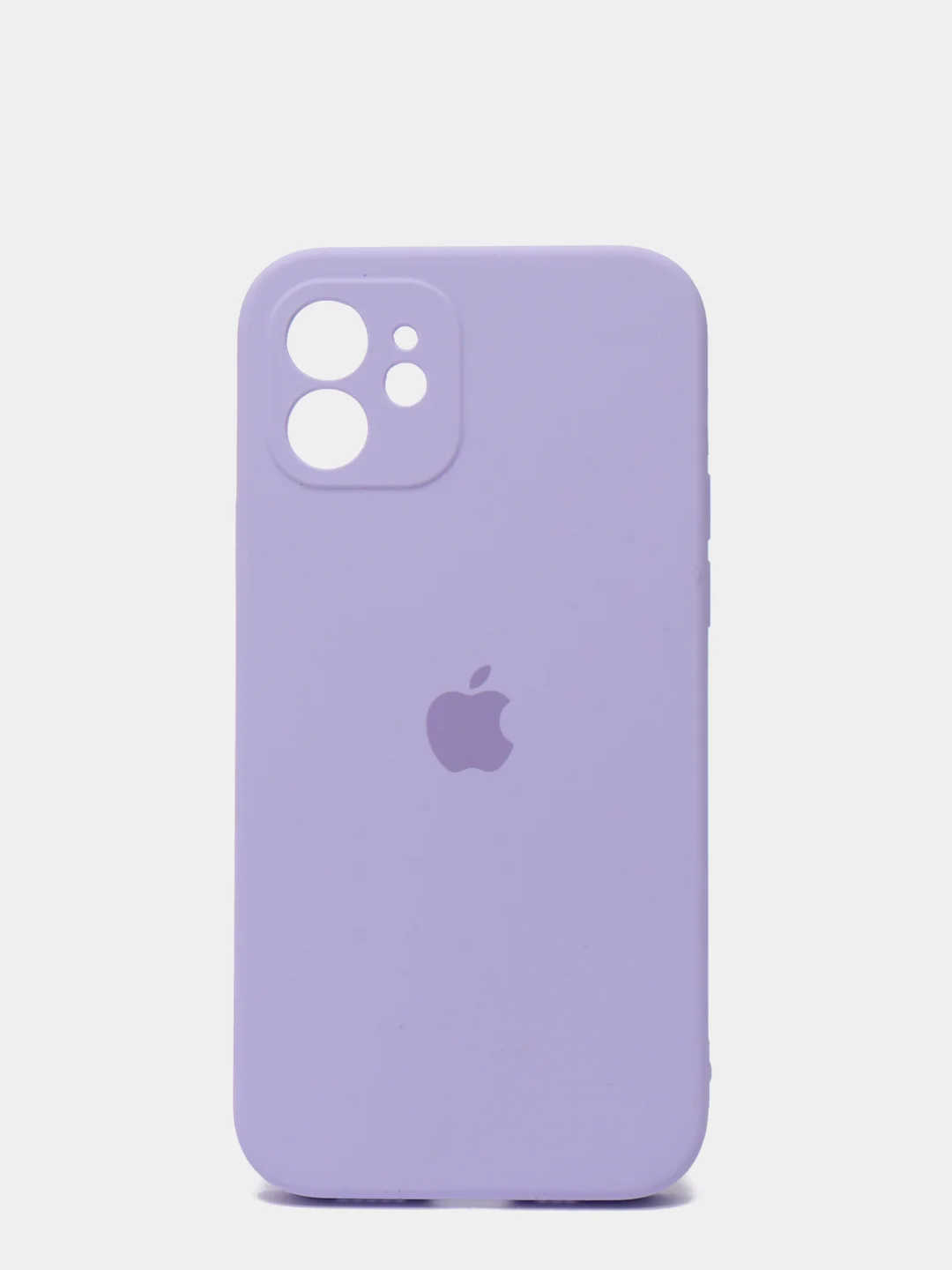 Лавандовый силиконовый чехол iPhone 12, Silicone Case, с закрытым низом и защитой камеры
