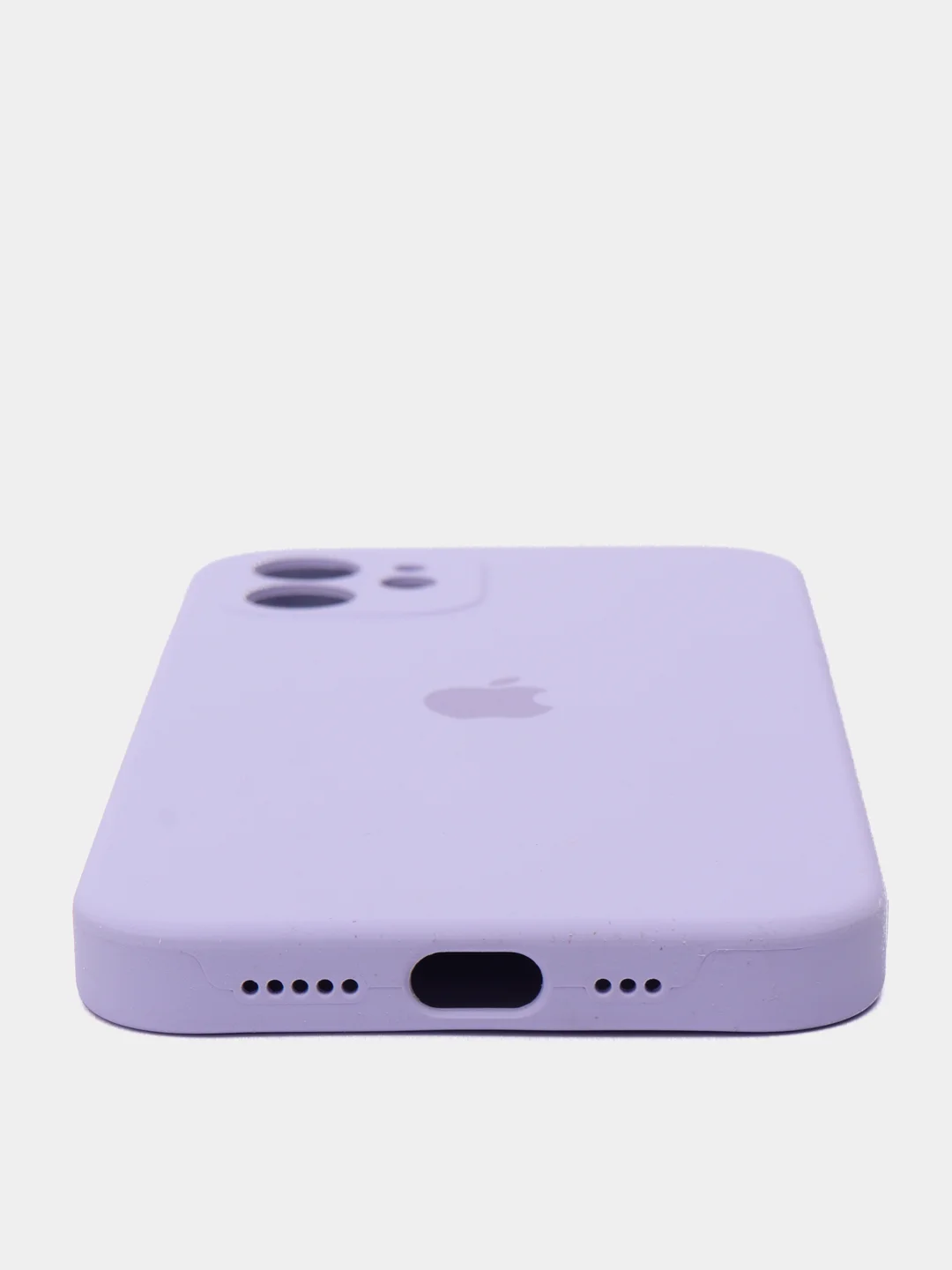 Лавандовый силиконовый чехол iPhone 12, Silicone Case, с закрытым низом и защитой камеры