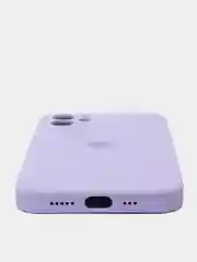 Лавандовый силиконовый чехол iPhone 12, Silicone Case, с закрытым низом и защитой камеры