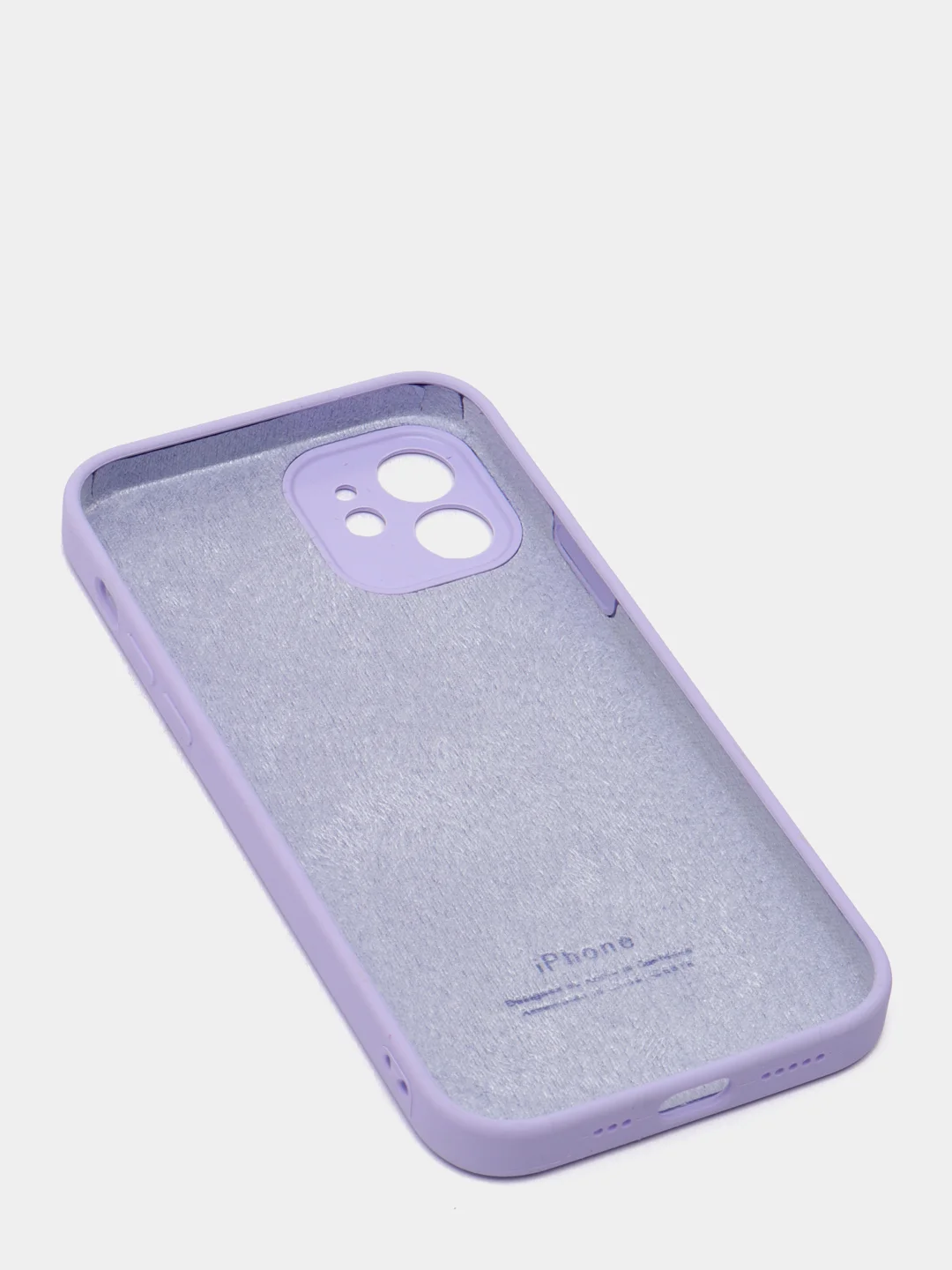 Лавандовый силиконовый чехол iPhone 12, Silicone Case, с закрытым низом и защитой камеры