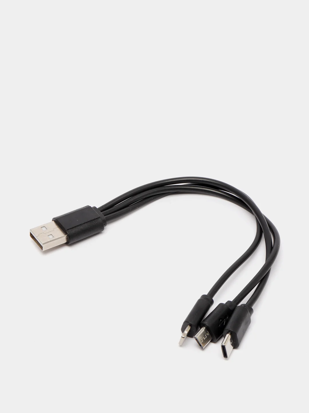 Черный кабель Lightning, Type-C, Micro USB 3в1