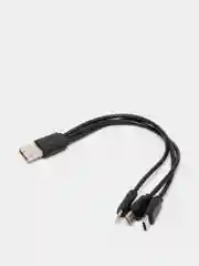 Черный кабель Lightning, Type-C, Micro USB 3в1