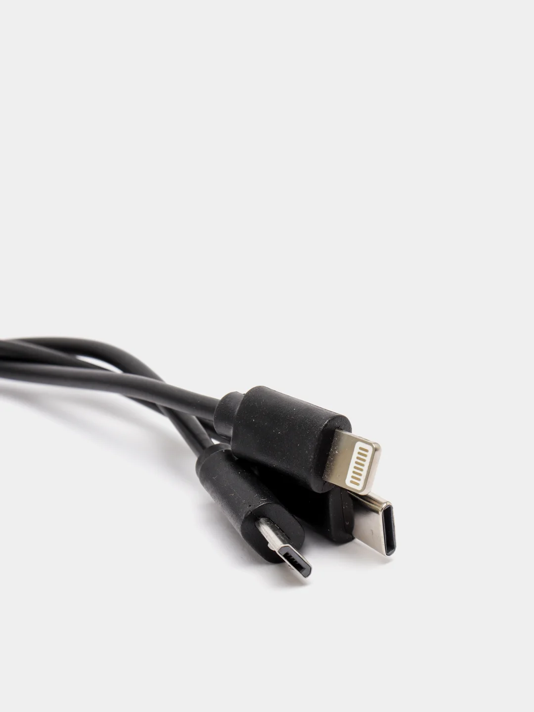 Черный кабель Lightning, Type-C, Micro USB 3в1