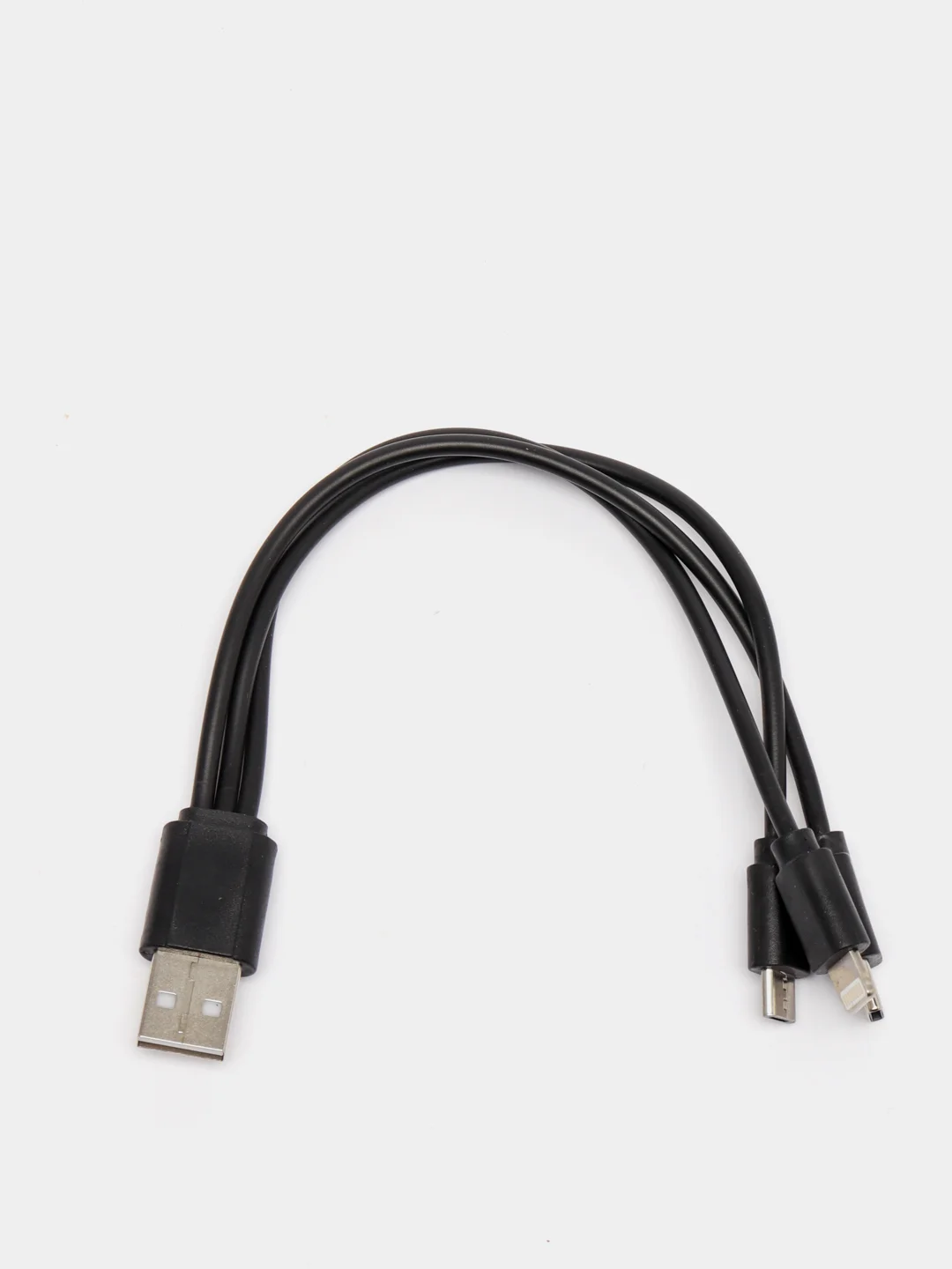 Черный кабель Lightning, Type-C, Micro USB 3в1