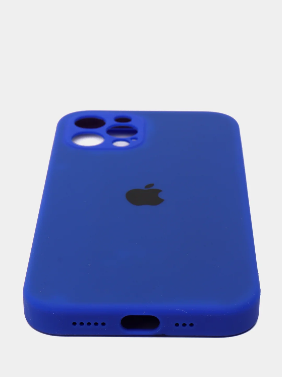 Темно-синий силиконовый чехол iPhone 12 Pro, Silicone Case, с закрытым низом и защитой камеры