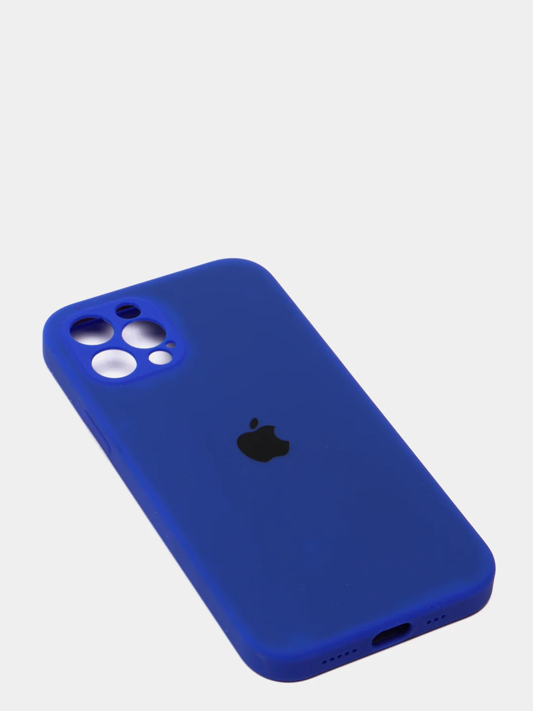 Темно-синий силиконовый чехол iPhone 12 Pro, Silicone Case, с закрытым низом и защитой камеры