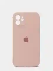 Пудровый силиконовый чехол iPhone 12, Silicone Case, с закрытым низом и защитой камеры