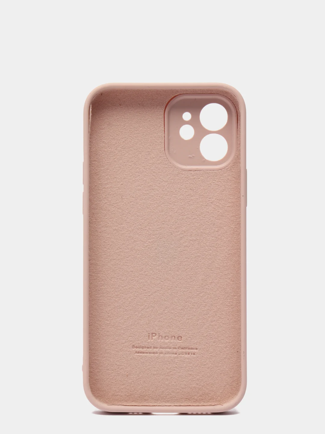 Пудровый силиконовый чехол iPhone 12, Silicone Case, с закрытым низом и защитой камеры