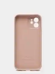 Пудровый силиконовый чехол iPhone 12, Silicone Case, с закрытым низом и защитой камеры
