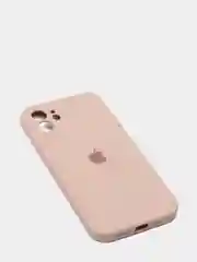 Пудровый силиконовый чехол iPhone 12, Silicone Case, с закрытым низом и защитой камеры