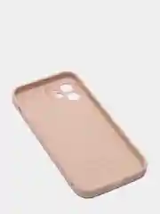 Пудровый силиконовый чехол iPhone 12, Silicone Case, с закрытым низом и защитой камеры