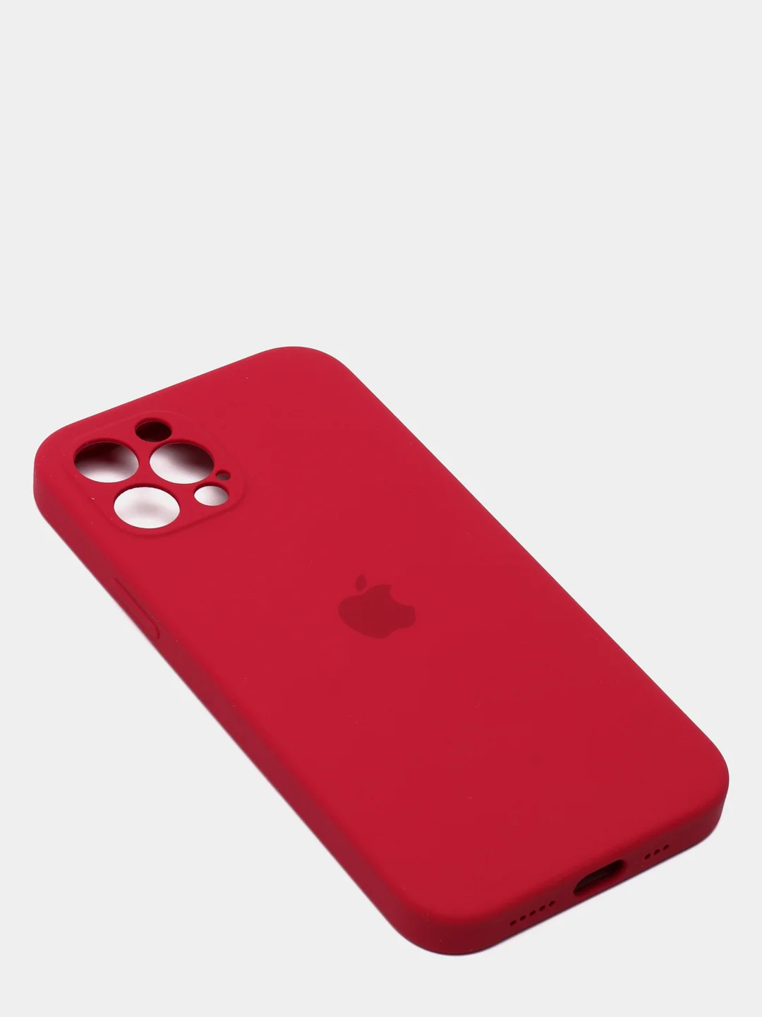 Бордовый силиконовый чехол iPhone 12 Pro, Silicone Case, с закрытым низом и защитой камеры