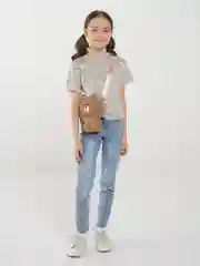 Сумка для девочки, силиконовая, светло-коричневая, с ремешком, 20 см
