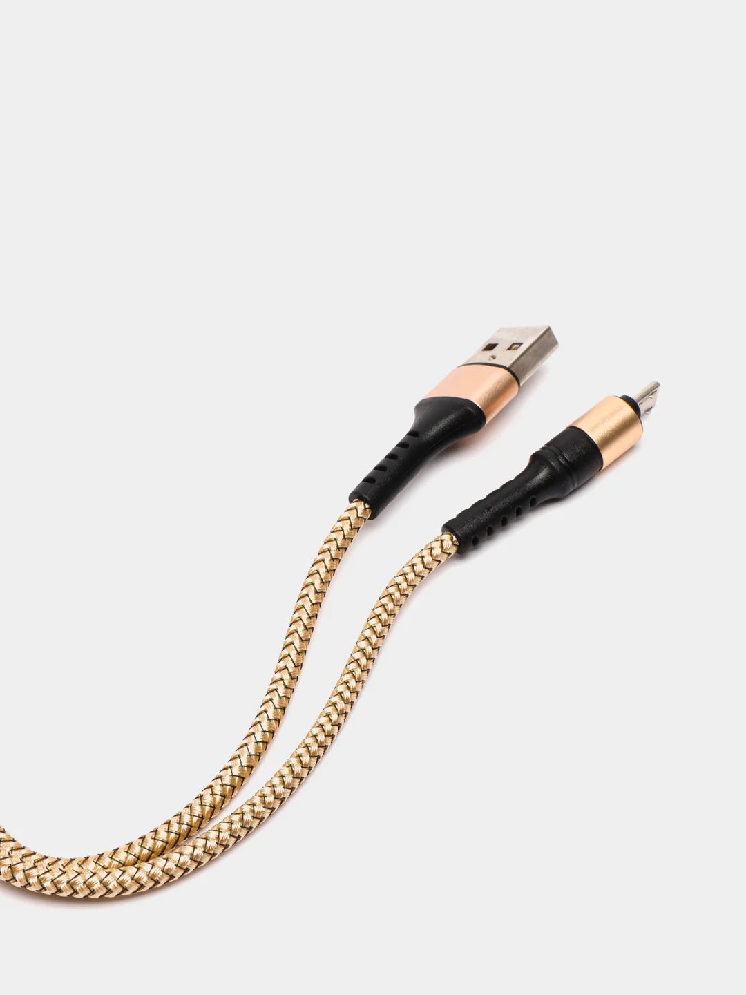 Золотой кабель Micro USB, Type-C, Lightning - Iphone (быстрая зарядка андроид) тканевый нейлоновый
