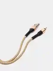 Золотой кабель Micro USB, Type-C, Lightning - Iphone (быстрая зарядка андроид) тканевый нейлоновый