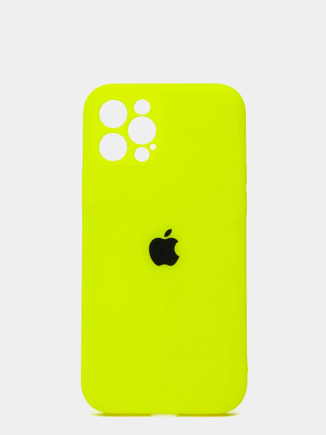 Лимонный силиконовый чехол iPhone 12 Pro, Silicone Case, с закрытым низом и защитой камеры