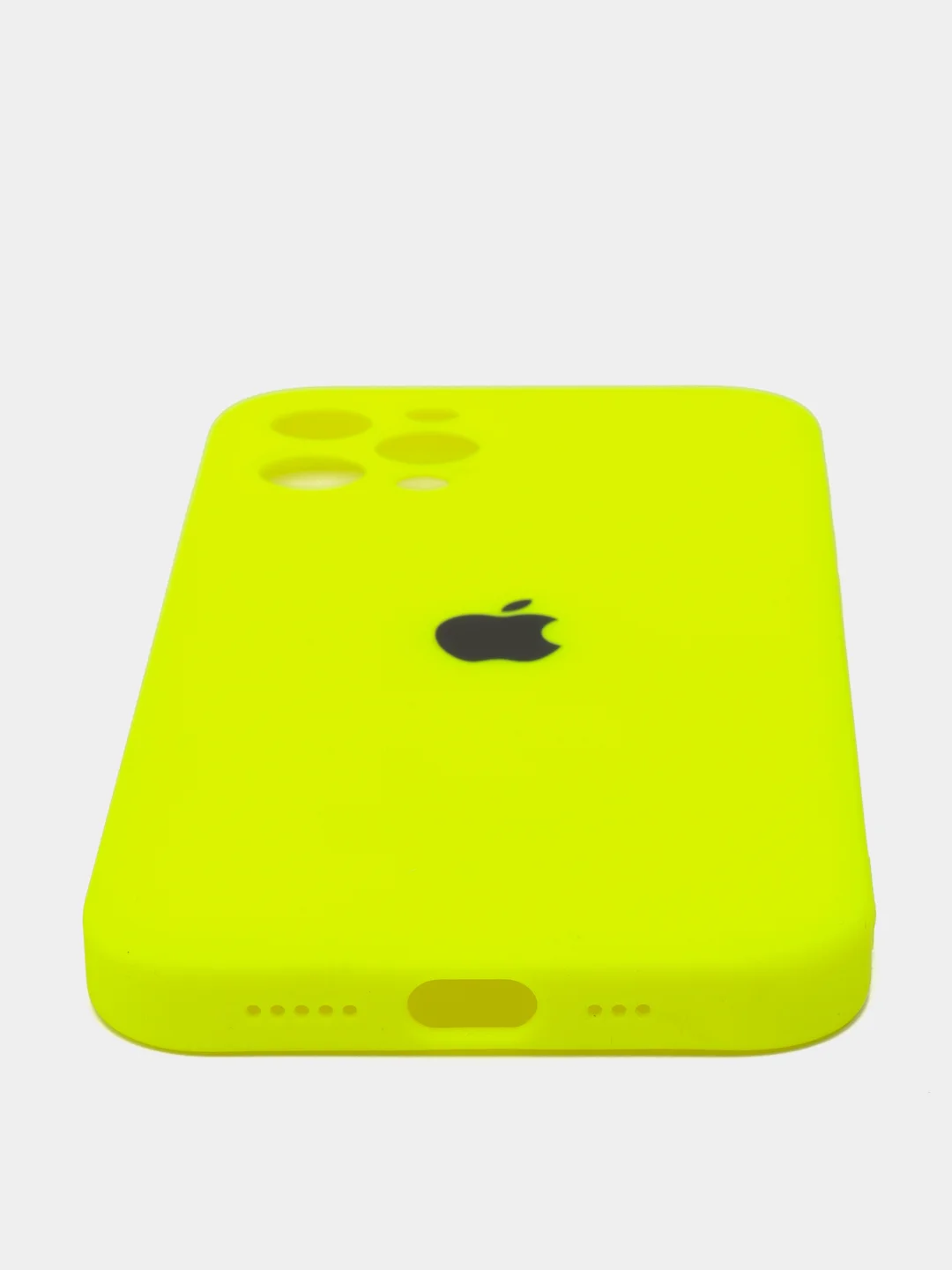 Лимонный силиконовый чехол iPhone 12 Pro, Silicone Case, с закрытым низом и защитой камеры