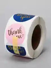 Наклейки Спасибо, "Thank You", 500 штук в рулоне