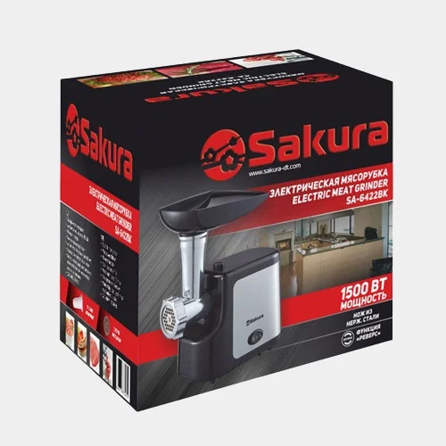 Черный мясорубка Sakura SA-6422BK, 1600 Вт