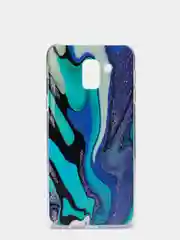 Бирюзовый чехол Samsung Galaxy J6, Самсунг Галакси Джи6 2018 силиконовый с мраморным рисунком