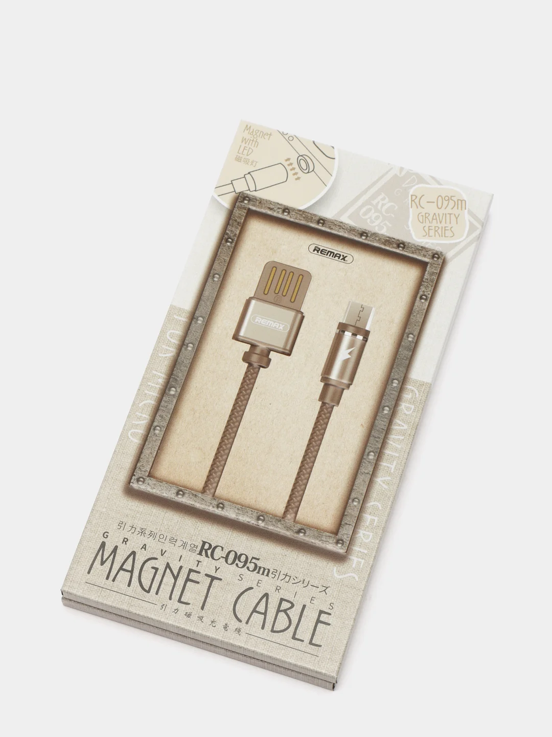 Золотой кабель зарядки магнитный MicroUSB REMAX Gravity series Data Cable RC-095m