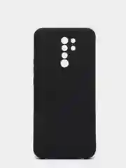 Черный чехол для Xiaomi Redmi 9 матовый, силиконовый, с закрытым низом и бархатом внутри
