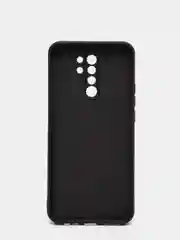 Черный чехол для Xiaomi Redmi 9 матовый, силиконовый, с закрытым низом и бархатом внутри