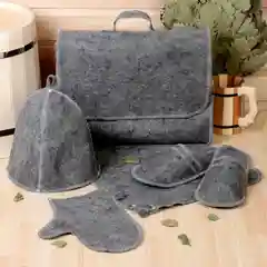 Набор банный "Мужской" портфель 5 предметов, серый, без вышивки, первый сорт