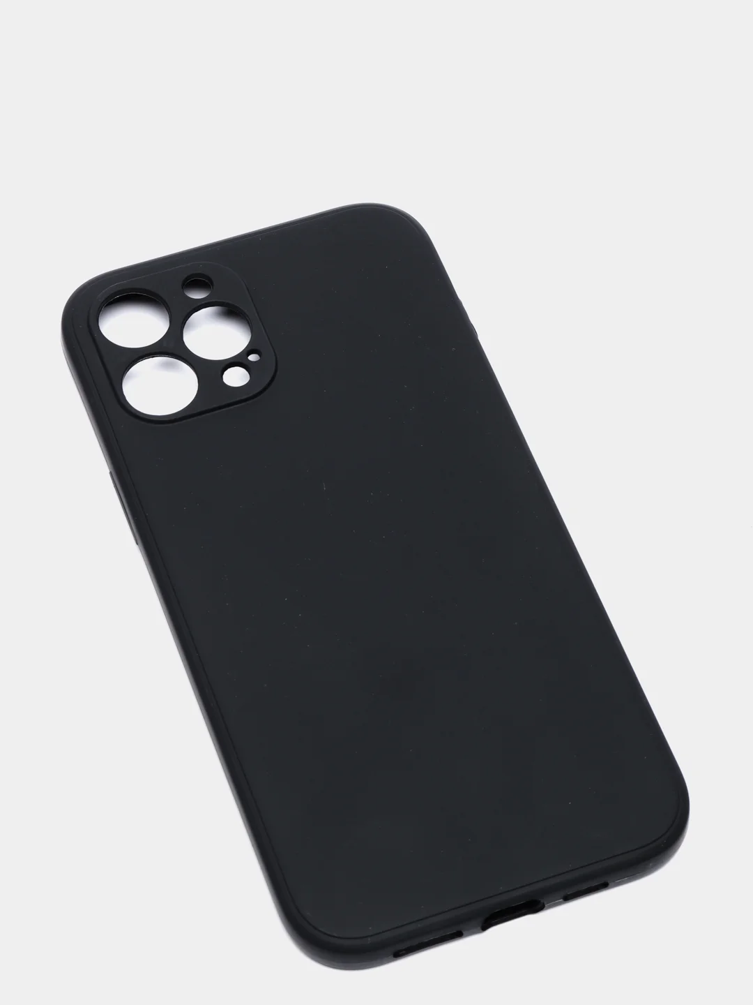 Черный чехол для iPhone 12 PRO MAX матовый силиконовый с закрытым низом и бархатом внутри