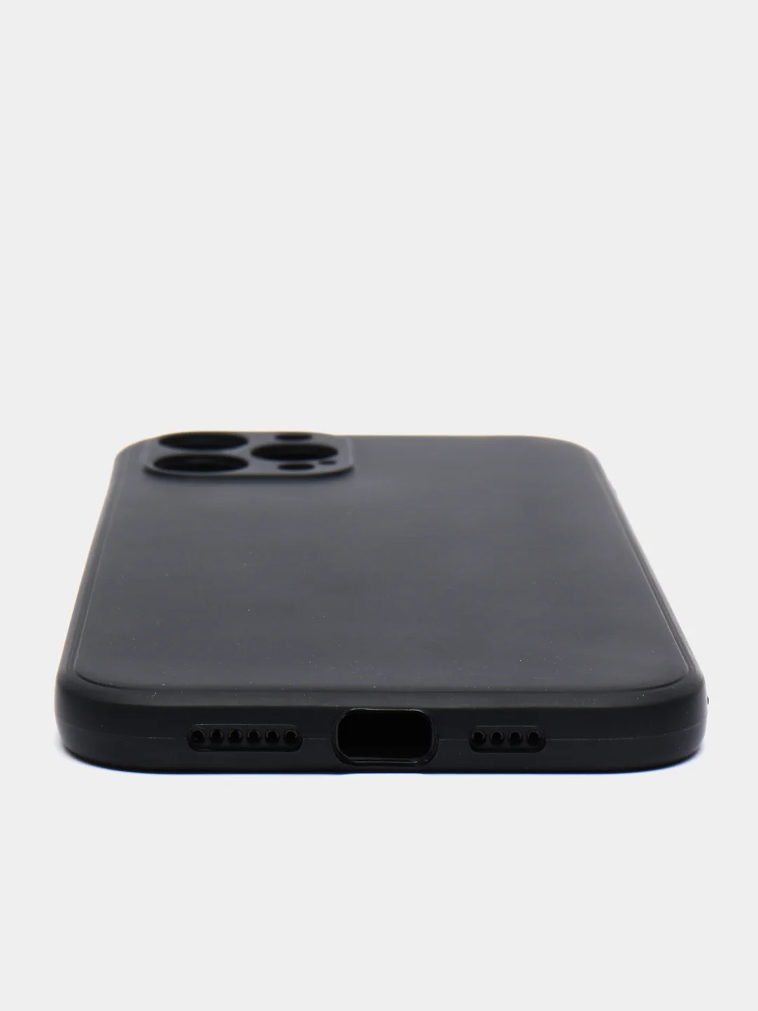Черный чехол для iPhone 12 PRO MAX матовый силиконовый с закрытым низом и бархатом внутри