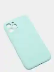 Бирюзовый чехол для iPhone 12 PRO MAX матовый силиконовый с закрытым низом и бархатом внутри
