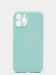 Бирюзовый чехол для iPhone 12 PRO MAX матовый силиконовый с закрытым низом и бархатом внутри