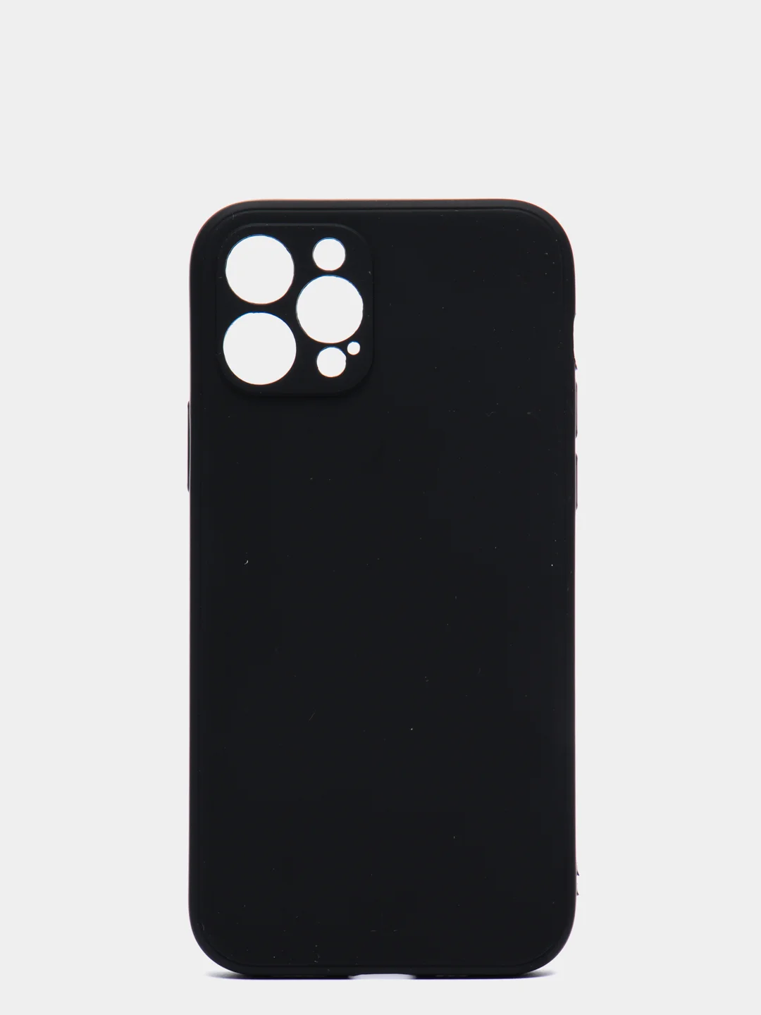 Черный чехол силиконовый iPhone 12 PRO матовый с защитой камер, закрытым низом и бархатом внутри