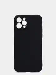 Черный чехол силиконовый iPhone 12 PRO матовый с защитой камер, закрытым низом и бархатом внутри