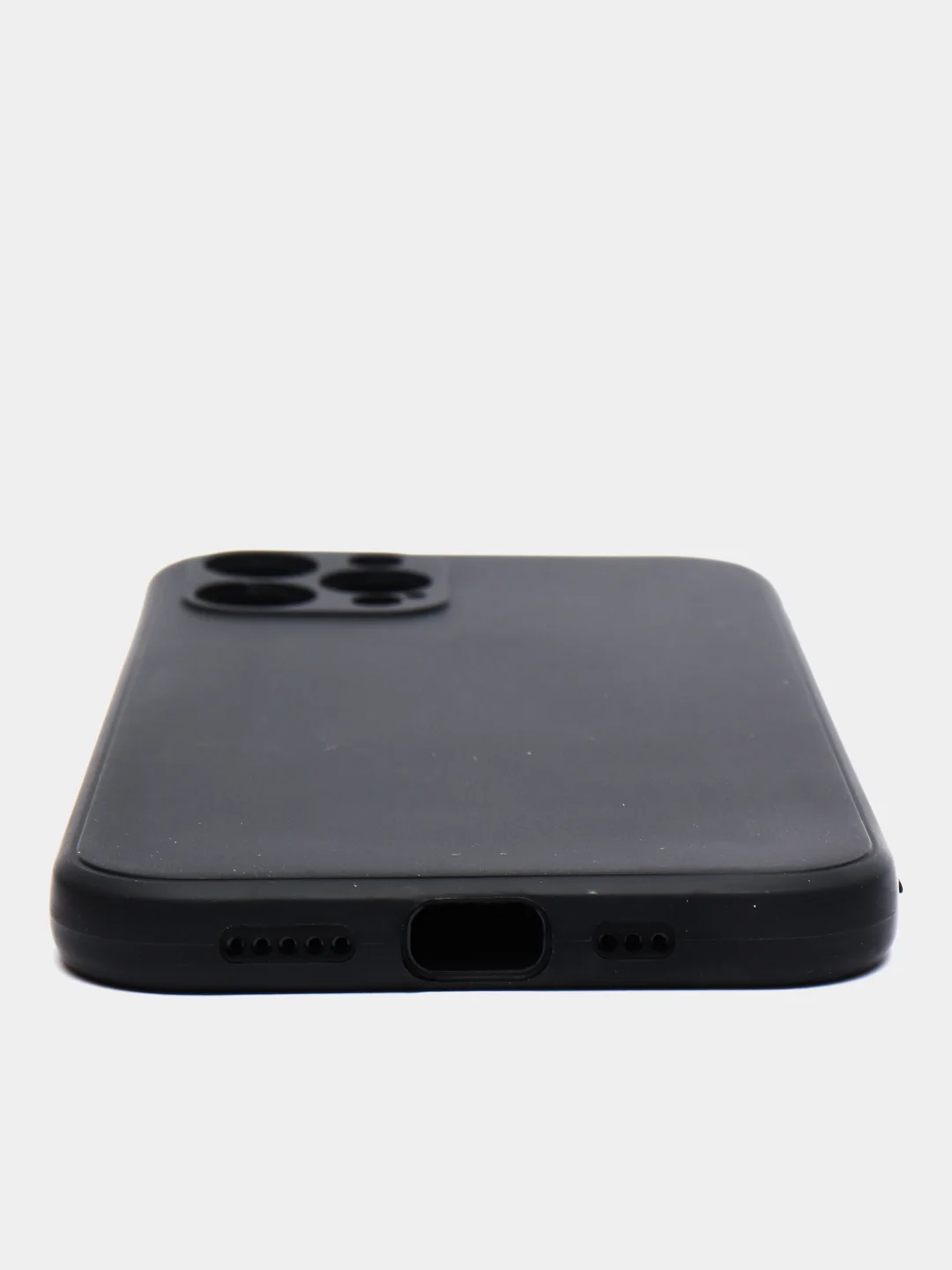 Черный чехол силиконовый iPhone 12 PRO матовый с защитой камер, закрытым низом и бархатом внутри