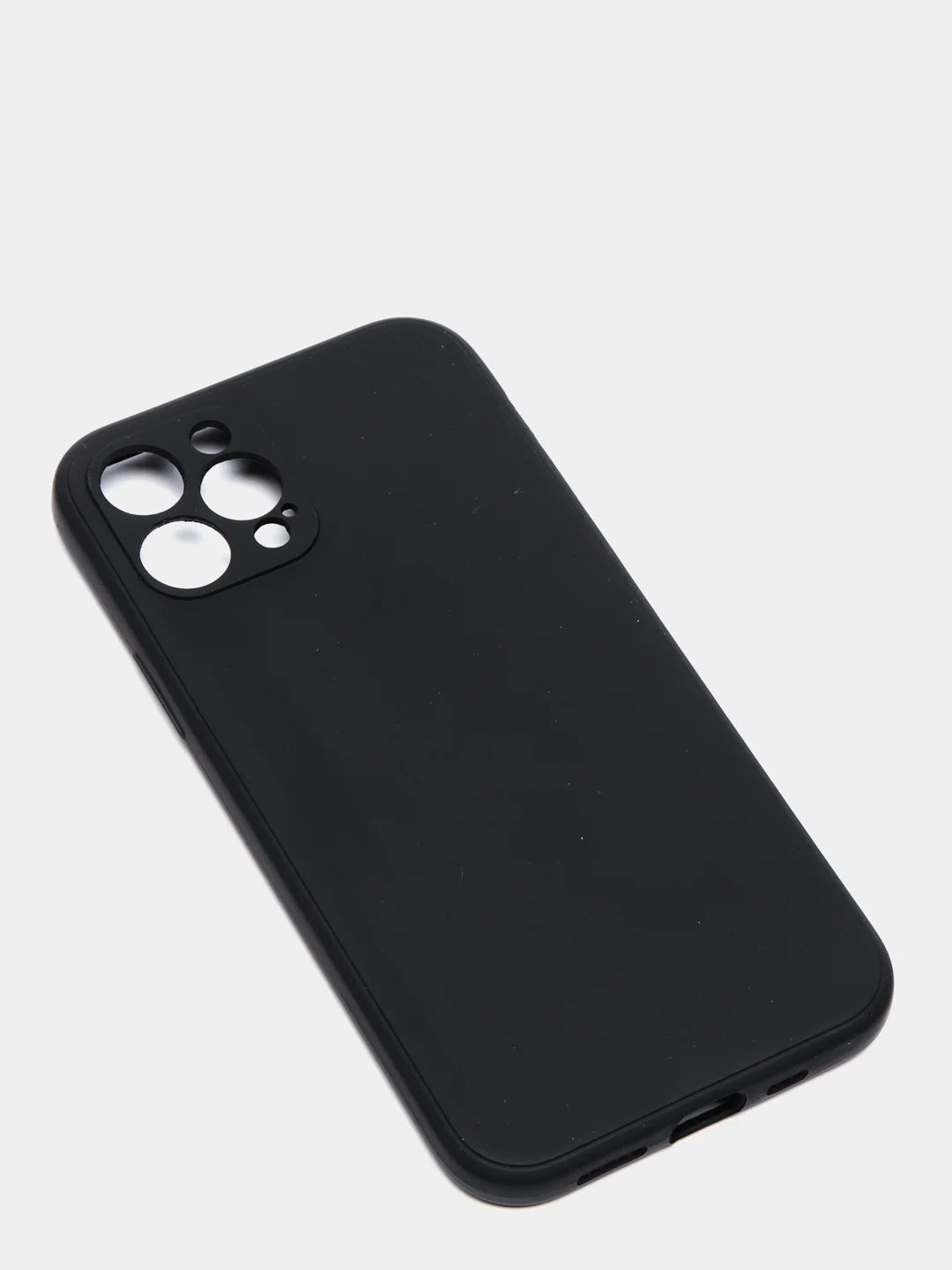 Черный чехол силиконовый iPhone 12 PRO матовый с защитой камер, закрытым низом и бархатом внутри