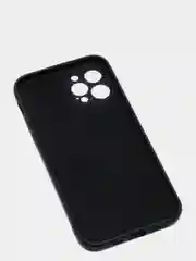 Черный чехол силиконовый iPhone 12 PRO матовый с защитой камер, закрытым низом и бархатом внутри