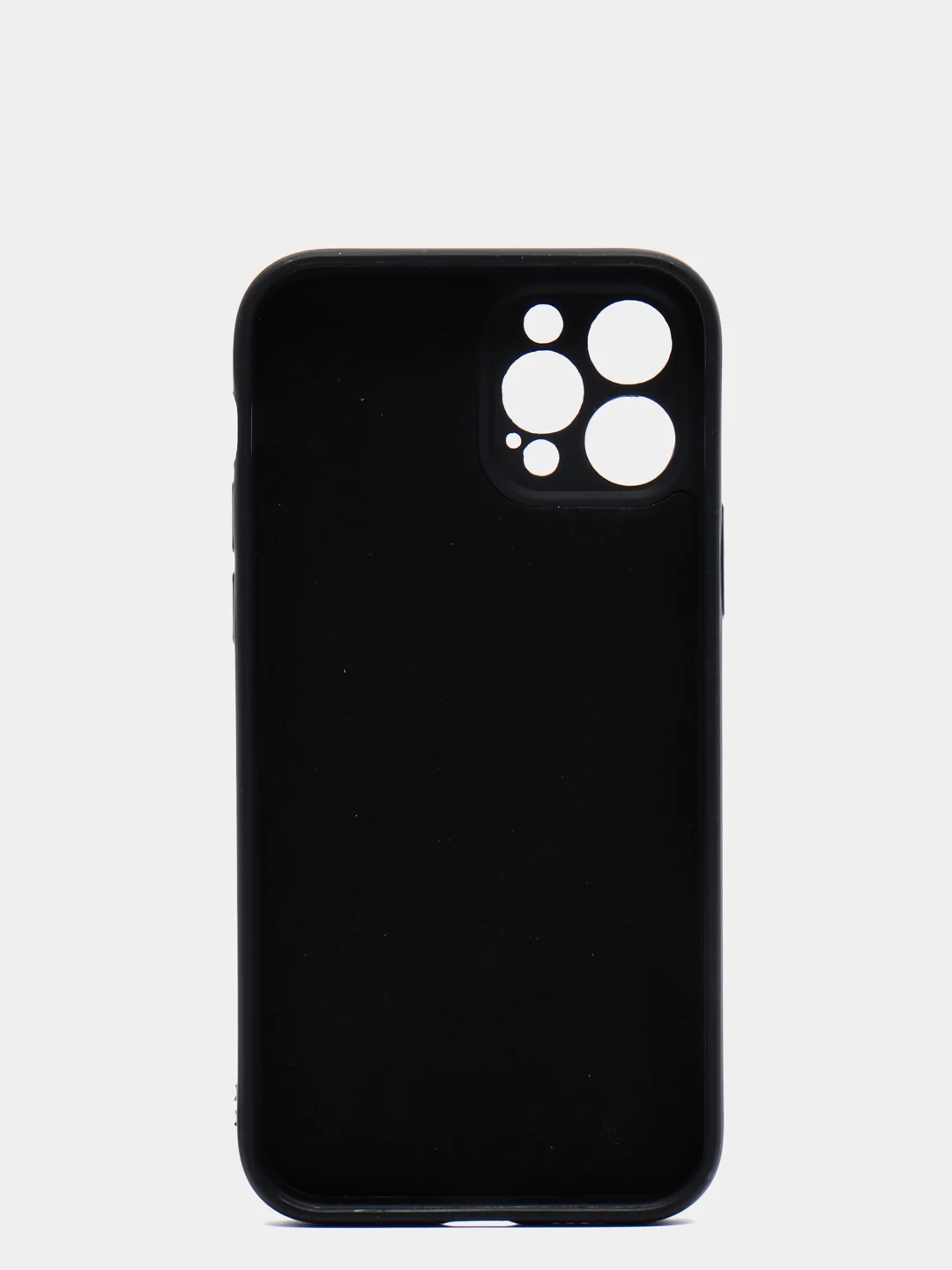 Черный чехол силиконовый iPhone 12 PRO матовый с защитой камер, закрытым низом и бархатом внутри