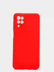 Красный чехол Samsung Galaxy A12, M12 матовый силиконовый с закрытым низом и бархатом внутри