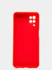 Красный чехол Samsung Galaxy A12, M12 матовый силиконовый с закрытым низом и бархатом внутри